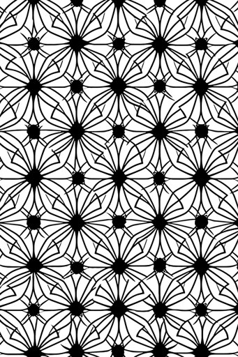 decorative geometric pattern, black on white background, vector, one line