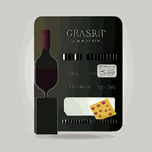 credit card, rectangle, wine bottle pattern on top, vector, dark color card, white background, vector, plain card no number on top, high resolution