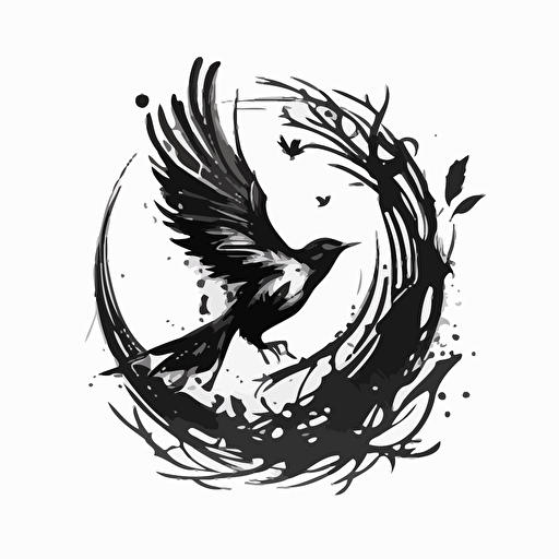 a timeless modern logo of a birds spread wings black vector white background