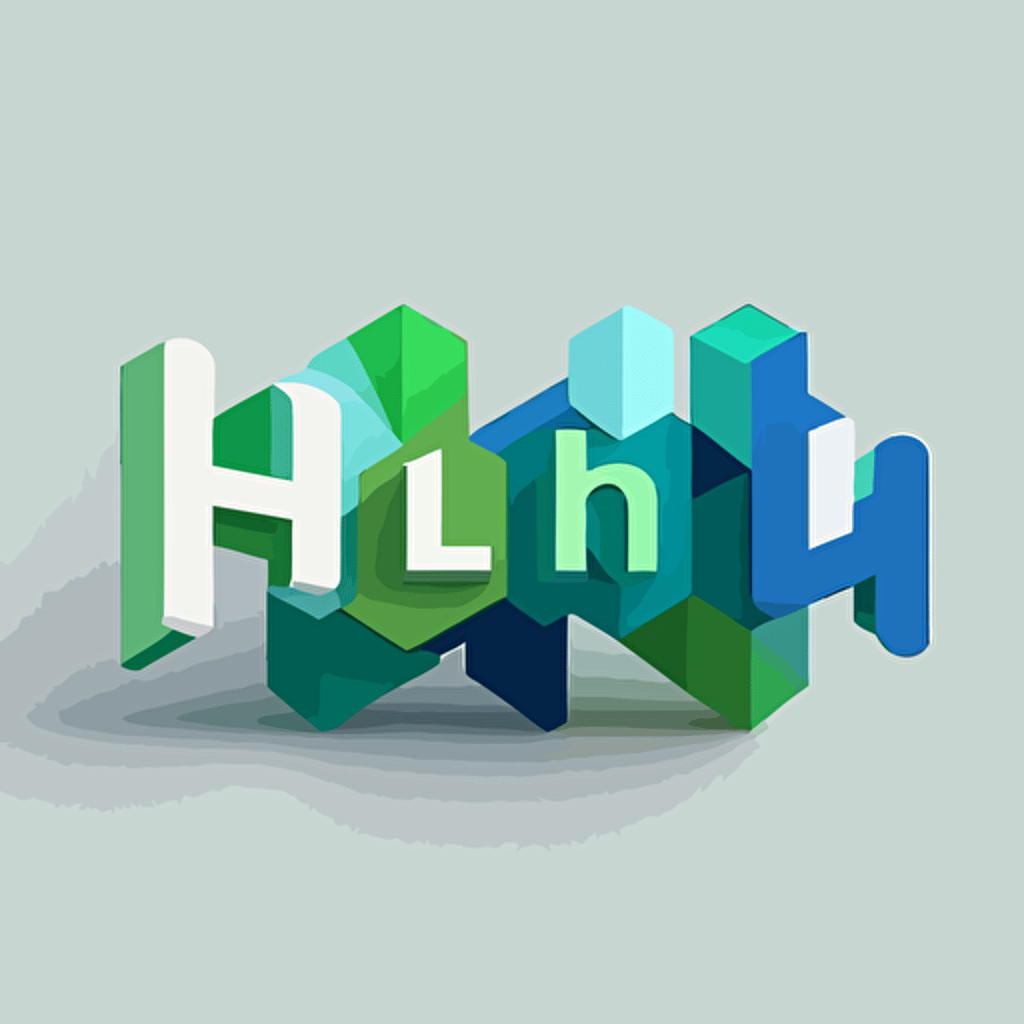 a logo for ehealth platform using three lettres MHP, illustraion blue green colors, modern, simple, vector, photoshop
