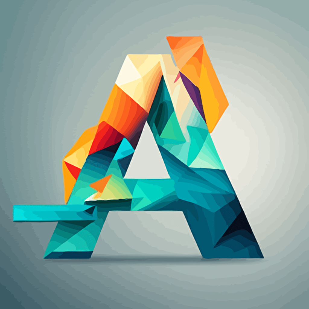 Simple logo design of letters “AI”, flat 2d, vector, company logo, low poly