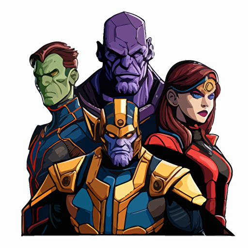 a coloring vector of The Advengers and Thanos