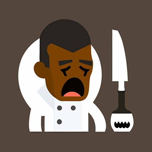 male, black, distraught chef, flat, 2d vector emoji