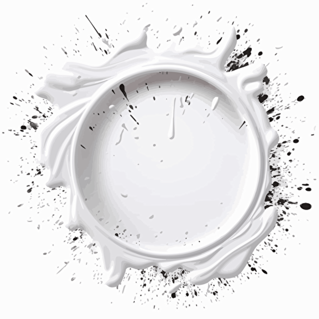 rounded Splatter white paint , transparent background, ultra reallistic, flat style, vector style, no details, with a flat white circle at center, no shadows