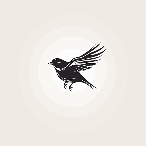 modern minimal iconic logo of a sparrow, black vector, on white backgrounds.