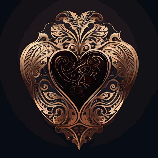 a heart shape poker cards logo design vector illustration, in the style of cristina mcallister, gilded age, high-contrast shading, petros afshar, blink-and-you-miss-it detail, symbolic elements, high resolution