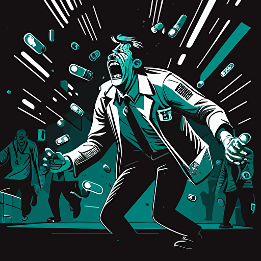 pharmacist burnout post apocolyptic deviantart dribble whoa wow overdosing on pills and screaming executives in the background vector 2d