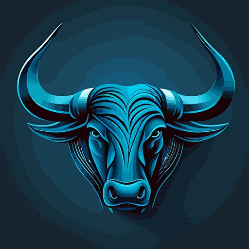 bull head, vector style logo, blue background