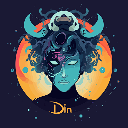 logo, vectorial style, djinn avatar, by ghibli