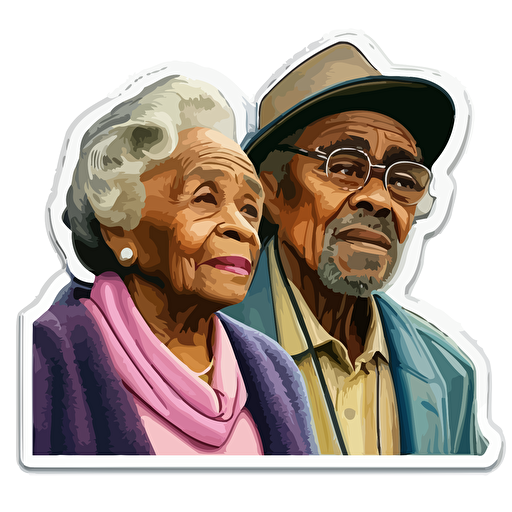 sticker, all about the benjamins with two old ladies talking to mike epps, colorful, contour, vector, white background