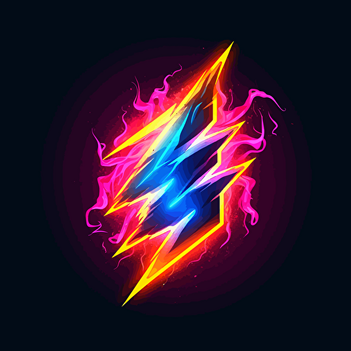 thunder, Neon-light-effect, logo, vector, white background