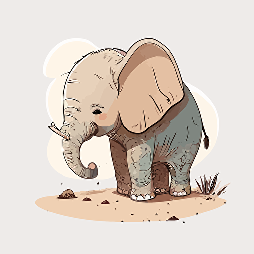 drawn elefant in zoo, disney style, 2d, vector, white background