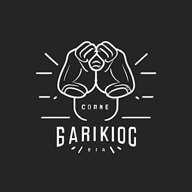 a logo with kickboxing gloves, 1mm thick line drawing logo, minimalist line logo, creative logo, 2d logo, flat logo, vector logo, vector logo, modern logo, white logo