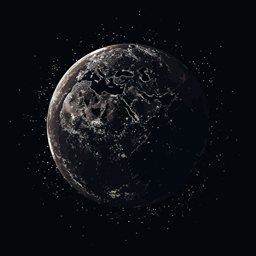 earth on black space background, dark colors,2d vector