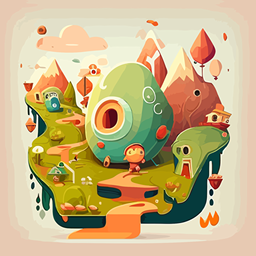a seeker's journey. Cute, happy, vector, game design.