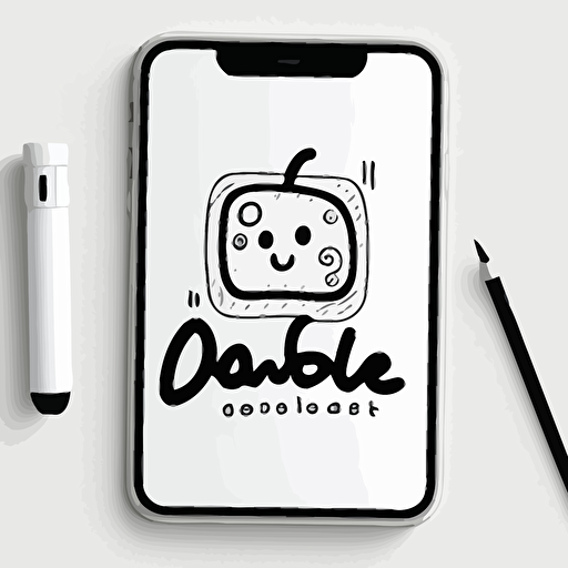 logo of a doodle app, minimalist, vector, white background