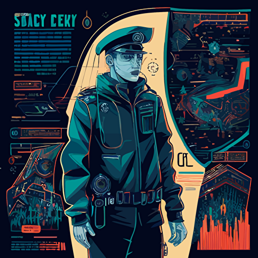 cyber security scenario, color page, vector, high details