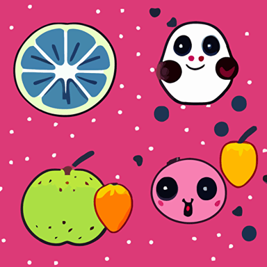 set kawaii fruits isolated white background stylized cartoon cute vector graphics trending pinterest featured artsation high quality smooth graphics fine edges