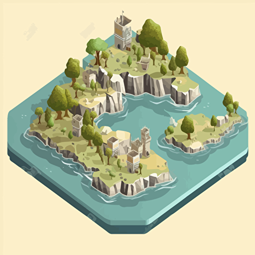 isometric islands, no text, no background, illustration, vector, high details, roman empire style,