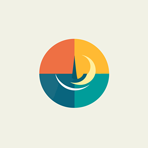 Flat vector minimal logo, sustainable electric, sun wind and sea, by Ivan Chermayeff