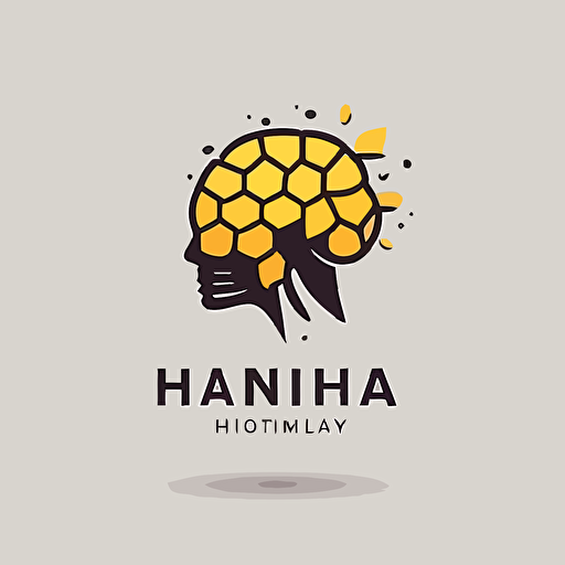 logo for mental health service. Bee hive as head, minimal, vector style
