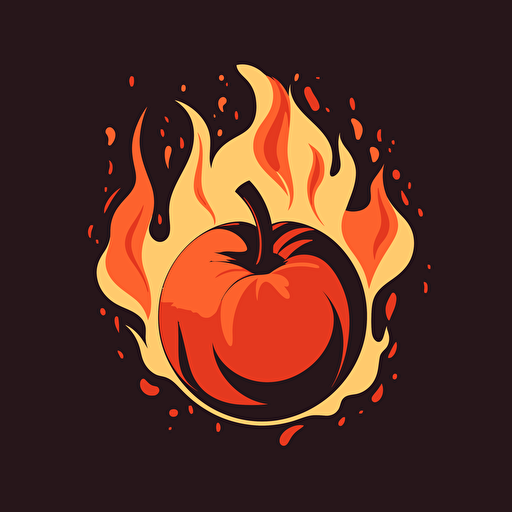 an apple on fire, 2d, vector art