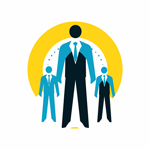 a simple, vector image for an executive coaching business. Yellow, bright blue, white,
