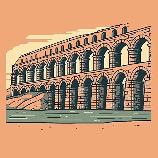 Aqueduct of Segovia illustration style, Minimalistic, Simple, illustration, vector, Sticker