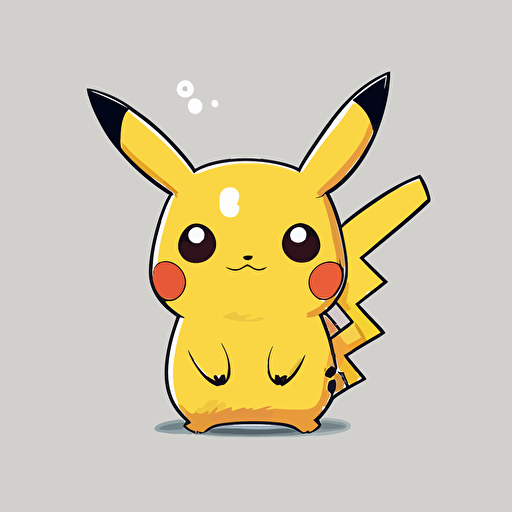 cute Pikachu Kawaii style, vector, high resolution, simple minimalist, white background