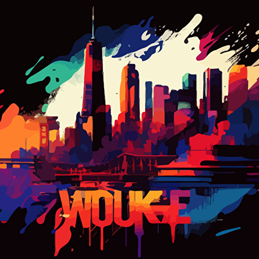 guache painting new york city, colorful vectorized digital art