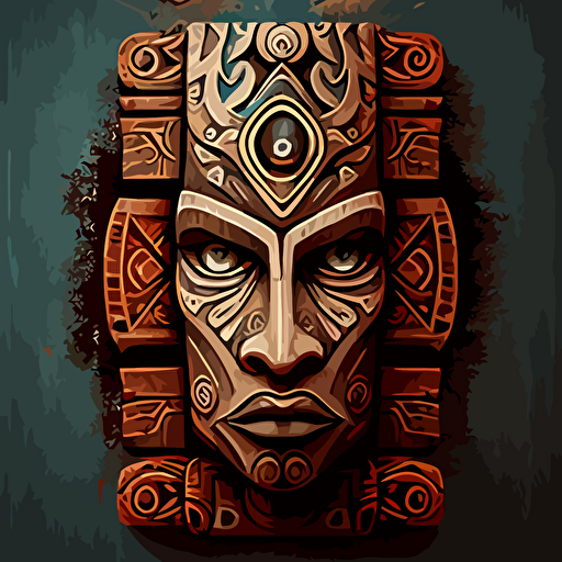 a square totem ilustration face with vector ilustration
