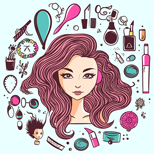 logo of 72 in the style of doodle, fun, hair care logo, vector
