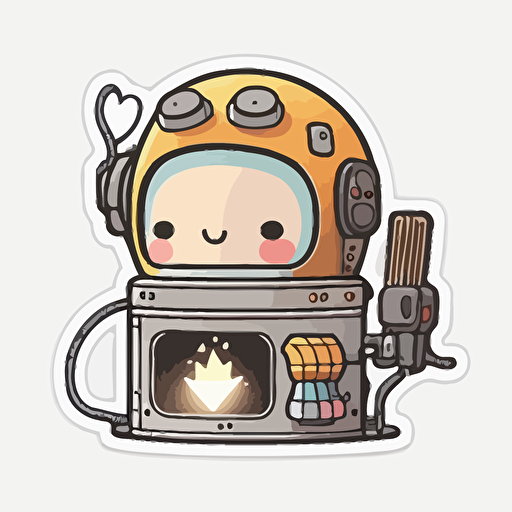 welder , Sticker, Cute, Soft Color, Kawaii, Contour, Vector, White Background, Detailed