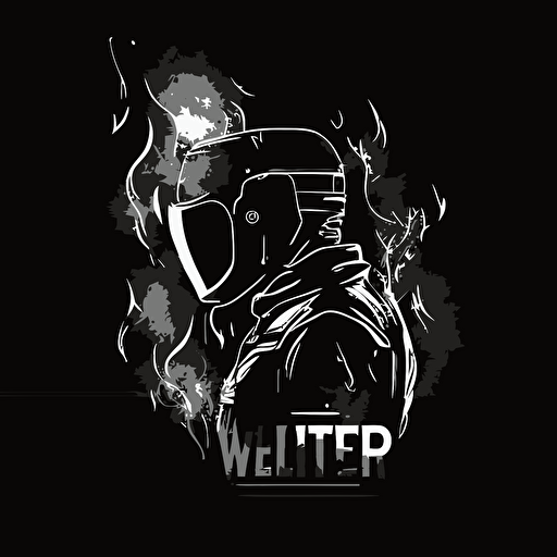 welder vector logo minimalistic black background and inox