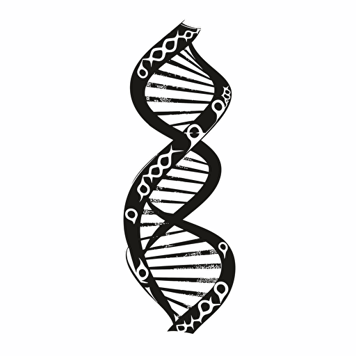 black and white simple illustrated vector image of a dna helix