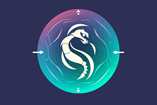 flat vector logo for my AI-driven medical technology company that incorporates a circle, gradient, and elements related to medical and artificial intelligence in a simple and minimalistic style. Instead of the dragon wrapped around the earth, use a stylized DNA helix or caduceus intertwined with a circuit or data stream to represent the fusion of medical knowledge and artificial intelligence. Use modern and tech-inspired colors like blue, green, or gray to convey innovation and energy. The logo should be clean, memorable, and easily recognizable, reflecting the essence of the AI-driven medical technology field.