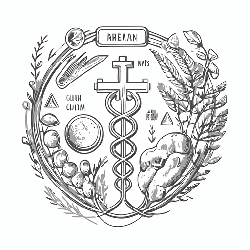 a simple sketch of a medical crypto currency on white background, logo, vector