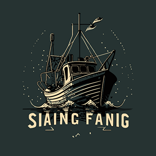 design logo fishing ship front simple vector minimalist