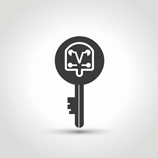 cyber key icon, flat vector illustration, white background