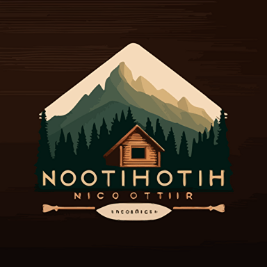 logo design for an outdoor woodworker who builds cabins called North of the Notch, minimal, simple, flat, vector