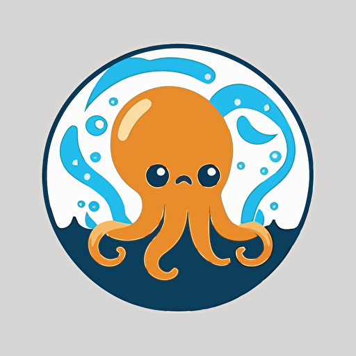 a mascot logo of an octopus, simple, flat, vector