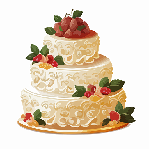 vector art of wedding cake on white background
