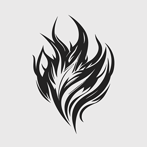 simple vector logo of flames, black & white