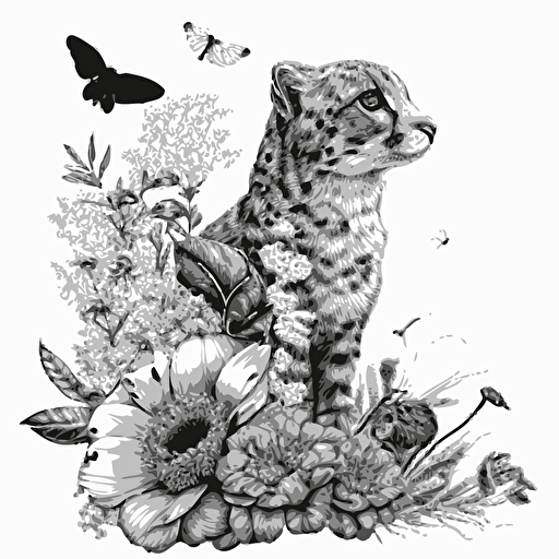 pdf vector drawing of animals and florals