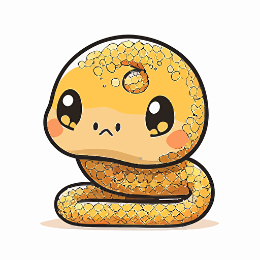cute rattlesnake kawaii style, vector, white background, cute facial expression