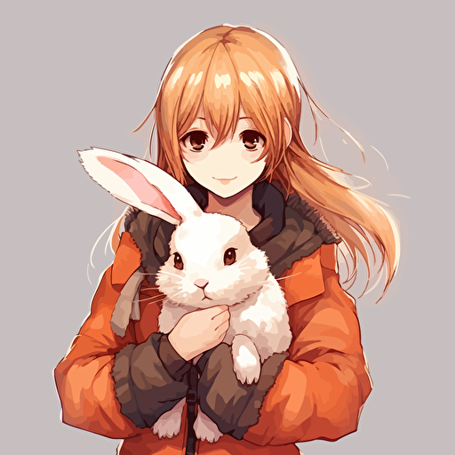 bunny, vector art, white backround, anime bunny