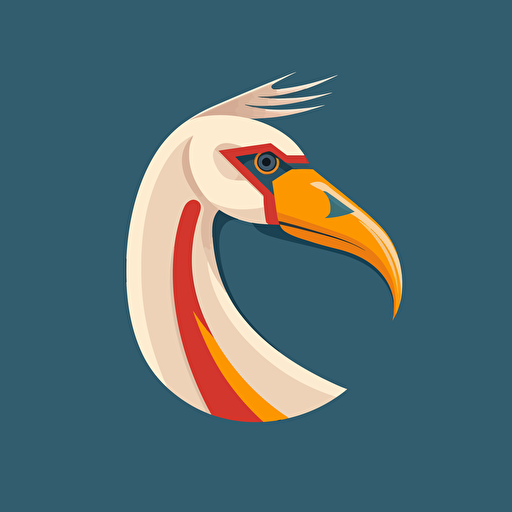 Stork, vector, ukrainean clay horse minimal flat head only with ukrainean symbol