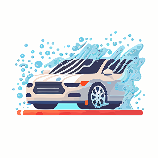 washing a car,vectorized logo, flat, white background