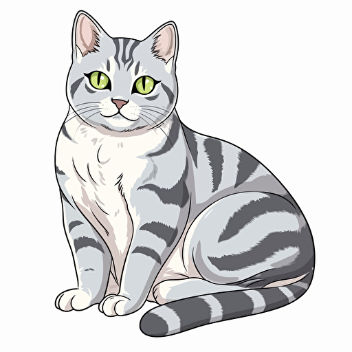 sticker, two American shorthair cats, whole bodies, realistc animation, colorful vector, white background