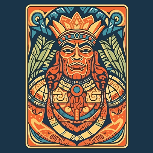playing card king polynesian flat vector bright colours